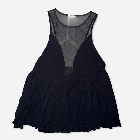 Free People Deep V Mesh Peplum Going Out Top - Picture 2 of 14